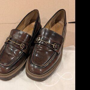 Sam Edelman Laurs Lug Sole Loafers Chunky Platform Women's Brown Leather Sz 8.5